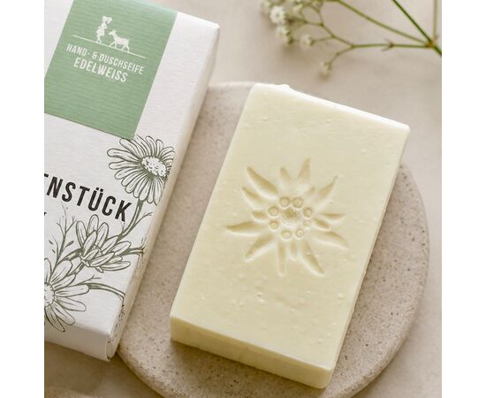 Handgemachte Naturseife «Edelweiss» aus der Schweiz von Seifenstueck.ch